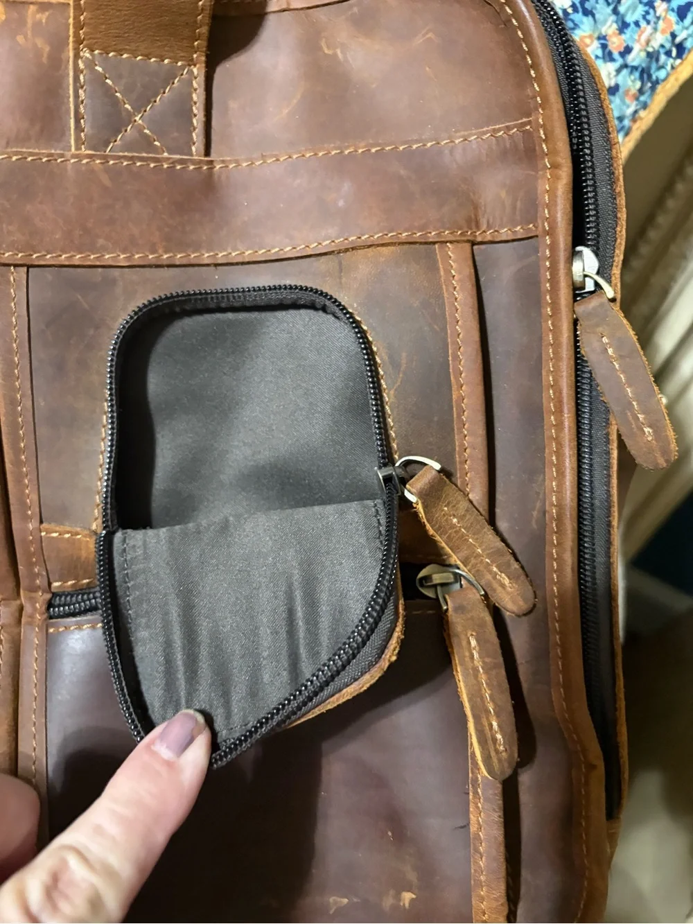 Jack&Chris Classic Brown Leather Laptop Briefcase with Multiple Front Pockets